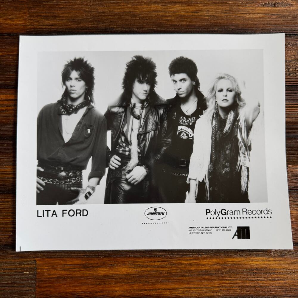 Lita Ford Ozzy Osbourne Runaways Press Photo 8x10 Black White Music Glam Metal